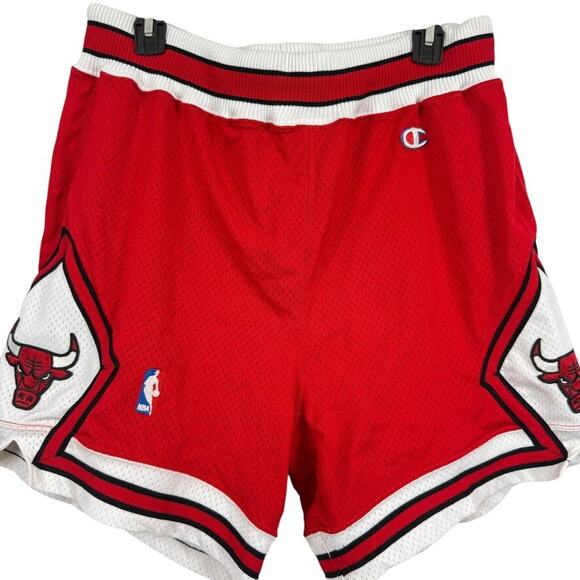 Vintage 90s NBA Chicago Bulls Champion Pro Cut Game Shorts sz 38 Red USA Made